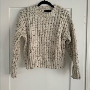 Mango Cream Speckled Ribbed Sweater